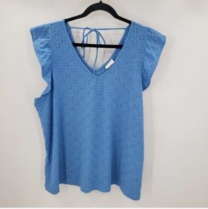 Ava and Viv 2x Blue Eyelet Top